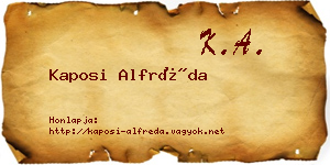 Kaposi Alfréda névjegykártya